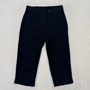 Mandee Pants Womens 7/8 Black Cropped Tapered High Rise Cotton Spandex